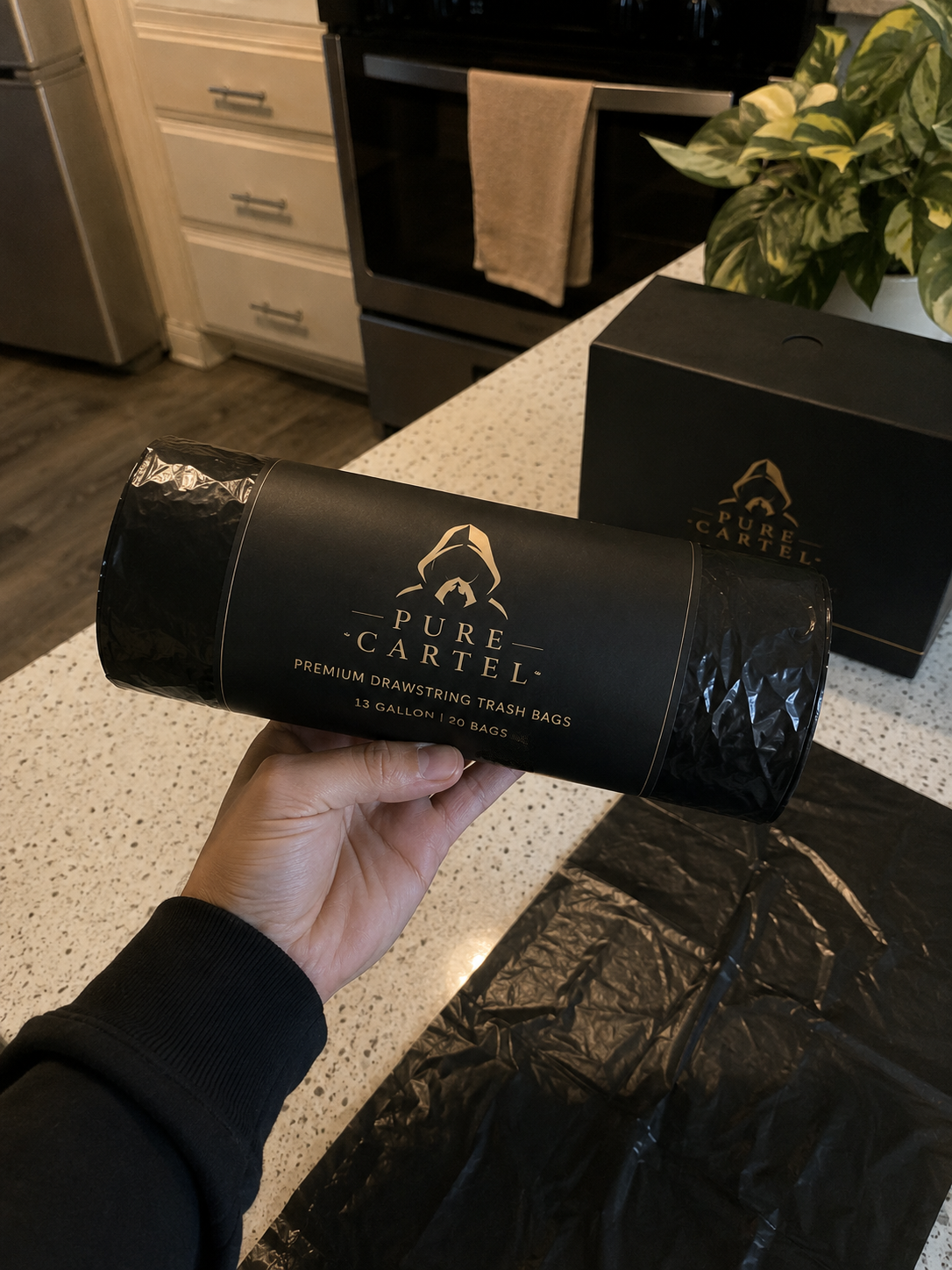 Hand holding a roll of Pure Cartel liners