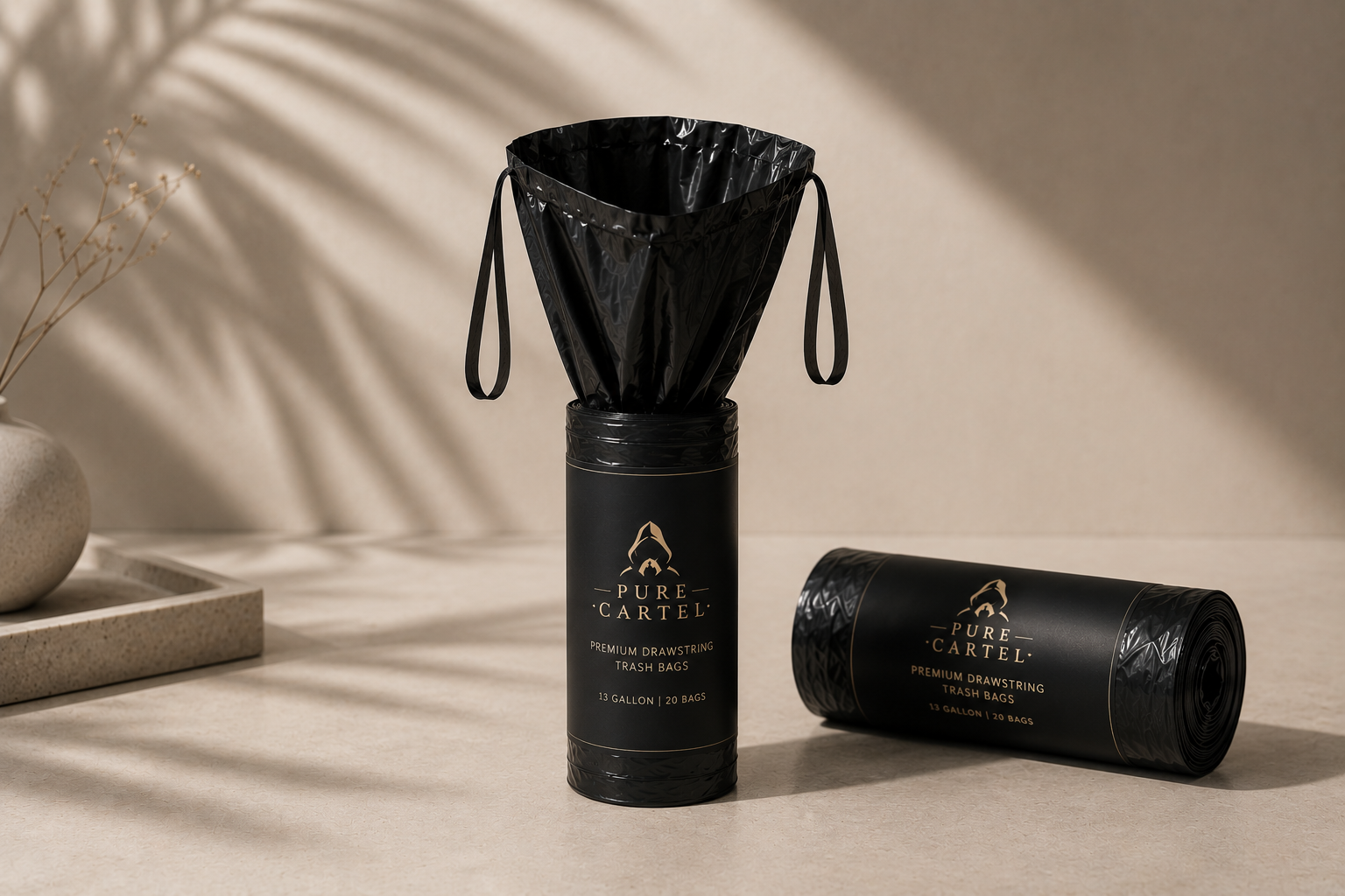 The Signature Liner — standing roll with the bag opened